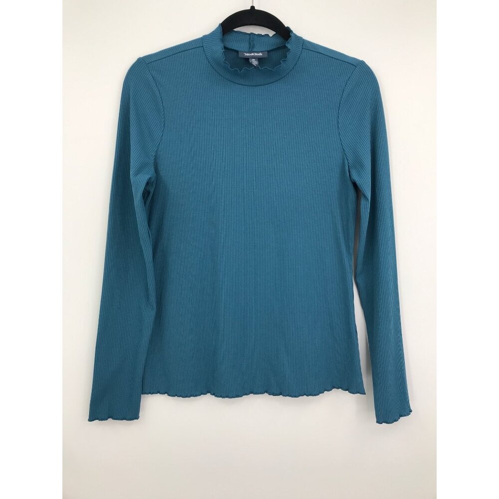 Modcloth Ribbed Mock Turtleneck Blue Medium